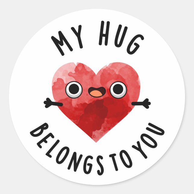 Adesivo Redondo Meu Abraço Pertence A Você, Engraçada Arma (Frente)