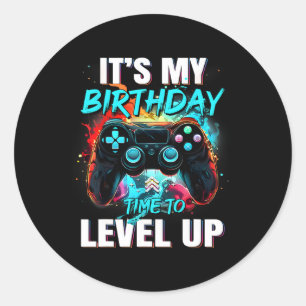 Adesivo Redondo Meu Aniversário, Hora De Aproximar O Jogo De Vídeo