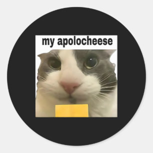 Adesivo Redondo Meu Apolocheese Meme de Gato Engraçado Brainrot Hu