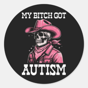 Adesivo Redondo Meu Autismo Engraçado Esqueleto Memória Autista