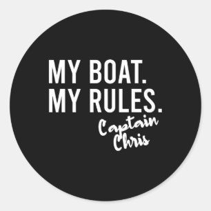 Adesivo Redondo Meu Barco Minhas Regras Capitão Chris Barco Person