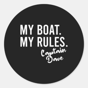 Adesivo Redondo Meu Barco Minhas Regras Capitão Dave Personalizado
