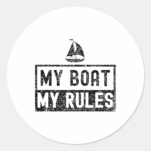 Adesivo Redondo Meu Barco Minhas Regras Iate Capitao Navio 1