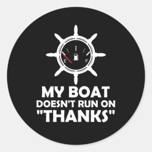 Adesivo Redondo Meu barco não funciona em Obrigados Barco engraç