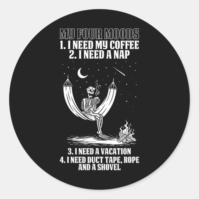 Adesivo Redondo Meu Bebendo de Esqueleto de Figuras de Quatro Mood (Frente)