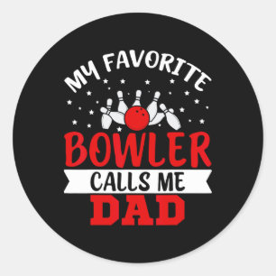 Adesivo Redondo Meu Bowler Favorito Me Chama Pai Boliche Engraçado