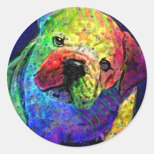 Adesivo Redondo meu buldogue psicadélico