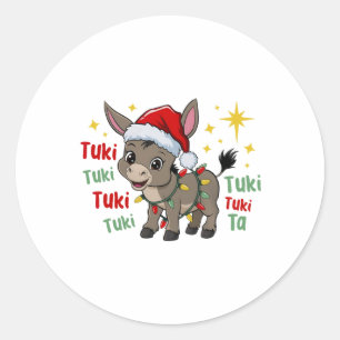 Adesivo Redondo Meu Burrito Saneador Burro de Natal Mexicano Espan