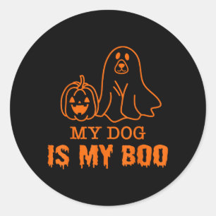 Adesivo Redondo Meu Cachorro É Meu Boo Halloween Para Amantes de C