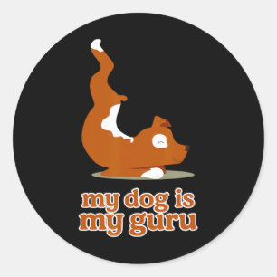 Adesivo Redondo Meu Cachorro É Meu Guru Design De Ioga De Cachorro