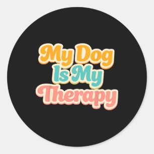 Adesivo Redondo Meu Cachorro é Minha Terapia Humor de Pet Divertid