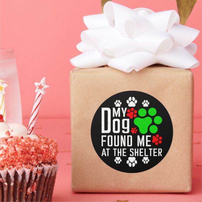 Adesivo Redondo Meu Cachorro Me Encontrou No Cachorro De Abrigo En (Festa)