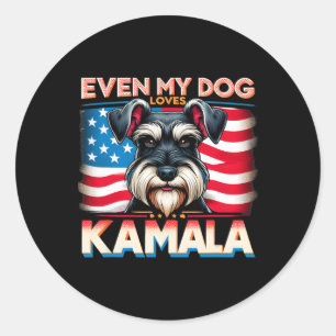 Adesivo Redondo Meu Cão ama Kamala Usa Flag Kamala Harris Dog Lov