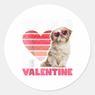 Adesivo Redondo Meu Cão É Meu Namorados - Tattoo Shih Tzu Animal D