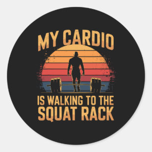 Adesivo Redondo Meu Cardio Está Caminhando Para O Quadrado Rack Re
