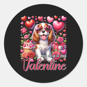 Adesivo Redondo Meu Cavalier King Charles Spaniel é meu namorado D