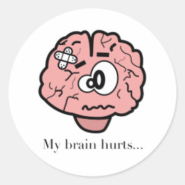 Adesivo Redondo Meu Cérebro Dói