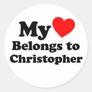 Adesivo Redondo Meu Coração Pertence a Christopher