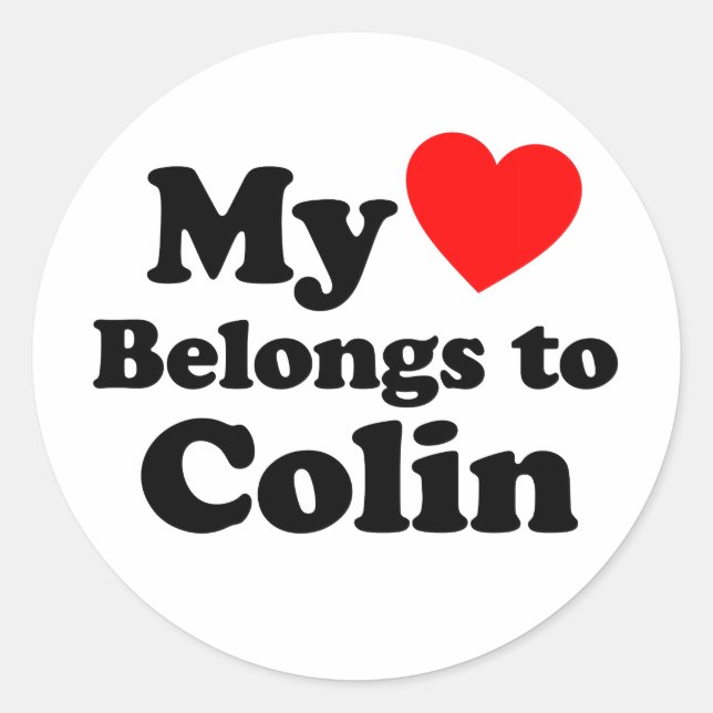 Adesivo Redondo Meu Coração Pertence a Colin (Frente)