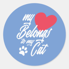 Adesivo Redondo Meu Coração Pertence ao Meu Namorados de Gato | Vi