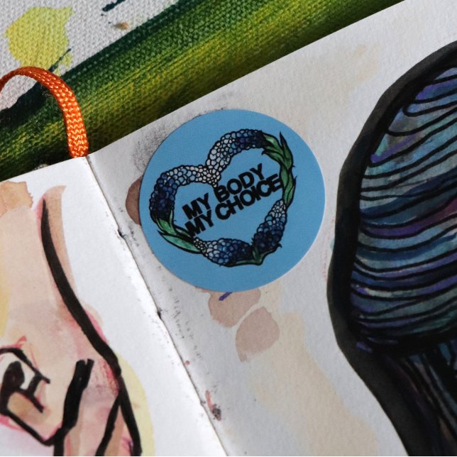 Adesivo Redondo Meu Corpo Minha Escolha Feminista Pró-Escolha (Criador carregado)