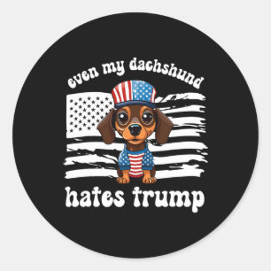 Adesivo Redondo Meu Dachshund Odeia Trump Dogs Kamala Harris Vote