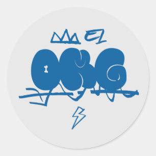 Adesivo Redondo Meu Deus, cão bonito, gato azul