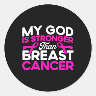 Adesivo Redondo Meu Deus É A Consciência Do Cancer De Mama Rosa Ma