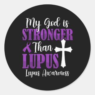 Adesivo Redondo Meu Deus É Mais Forte Que Lupus De Fita Roxo