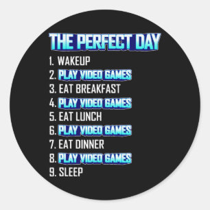 Adesivo Redondo Meu Dia Perfeito Jogar Video Games Engraçado Gamer