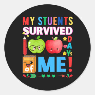 Adesivo Redondo Meu Estudante Sobreviveu A 100 Dias De Mim Por 100