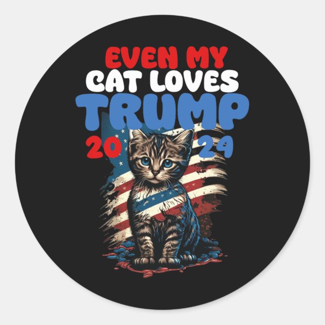 Adesivo Redondo Meu Gato Adora Camisa Trump 2024 (Frente)