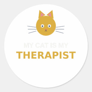 Adesivo Redondo Meu Gato É Meu Terapeuta – Dito Divertido de Gato