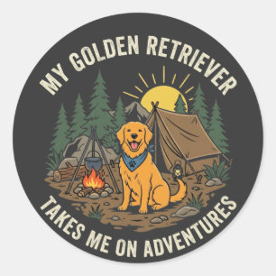 Adesivo Redondo Meu Golden Retriever Me Leva Em Aventuras
