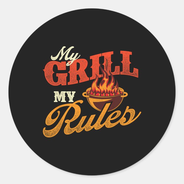Adesivo Redondo Meu Grill Minhas Regras - Pitmaster Byrbecue Grili (Frente)
