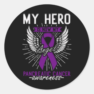 Adesivo Redondo Meu Herói Agora É Meu Anjo - Câncer de pâncreas Aw