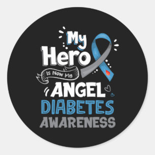 Adesivo Redondo Meu Herói Agora É Meu Anjo T1d Sensibilização