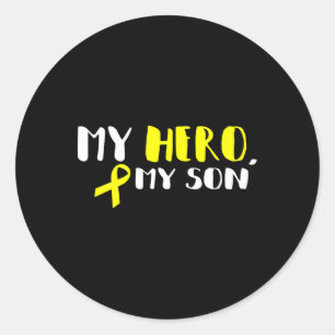 Adesivo Redondo Meu Herói Meu Filho - Dourada Fita Cancer De Infân