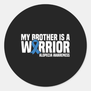 Adesivo Redondo Meu irmão é um guerreiro Blue Ribbon Alopecia