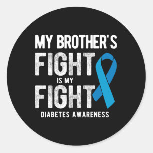 Adesivo Redondo Meu Irmão luta minha consciência contra a diabetes