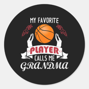 Adesivo Redondo Meu jogador de basquete favorito me chama de vovó