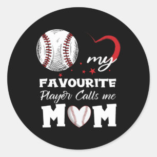 Adesivo Redondo Meu jogador de beisebol favorito me chama de mãe