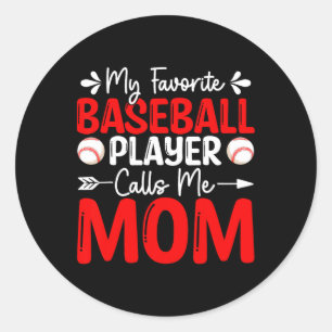 Adesivo Redondo Meu Jogador De Beisebol Favorito Me Chama Mãe Mães