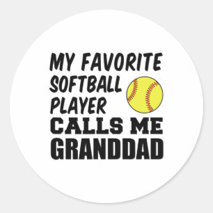 Adesivo Redondo Meu Jogador de Softbol Favorito Me Chama De Vovô