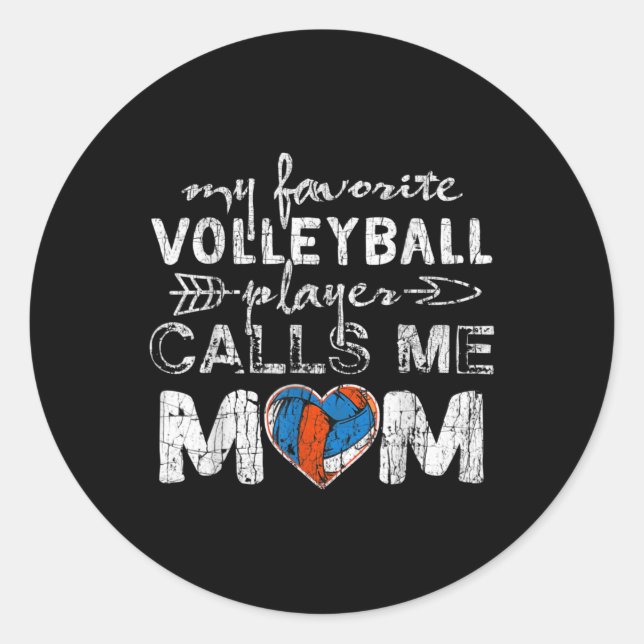 Adesivo Redondo Meu Jogador De Voleibol Favorito Me Chama Mãe Dive (Frente)