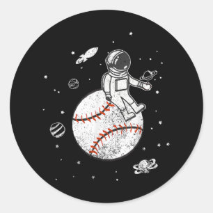 Adesivo Redondo Meu Jogo Está Fora Deste Mundo! Baseball Spaceman