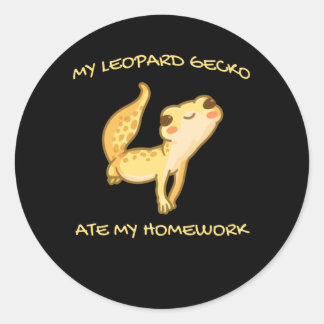 Adesivo Redondo Meu Leopardo Gecko Comeu Meu Trabalho De Casa Gekk