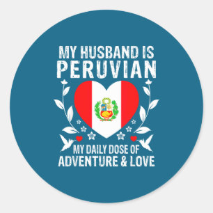 Adesivo Redondo Meu marido marido peruano bandeira do peru