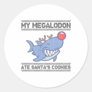 Adesivo Redondo Meu Megalodon Comeu os Biscoitos do Papai Noel - M