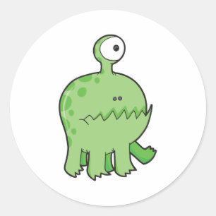 Adesivo Redondo meu monstro ciclope de estimação verde